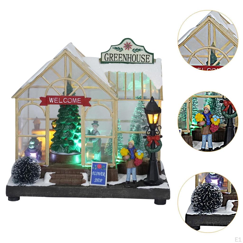Рождественская деревня домиков, светодиодная теплица, декор сцены, загорается светящаяся музыка