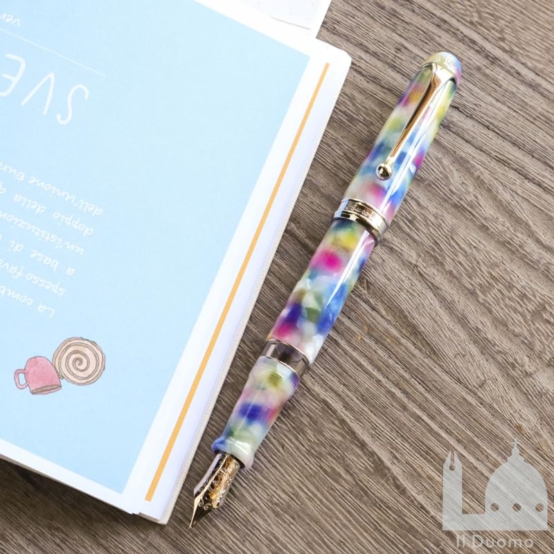 Aurora Fountain Limited Edition of 888 Italian Mysterious Color 18K Piston Extra Fine EF Pen, Pieces, Journey, Burano, CT, Gold, Filler, Nib,