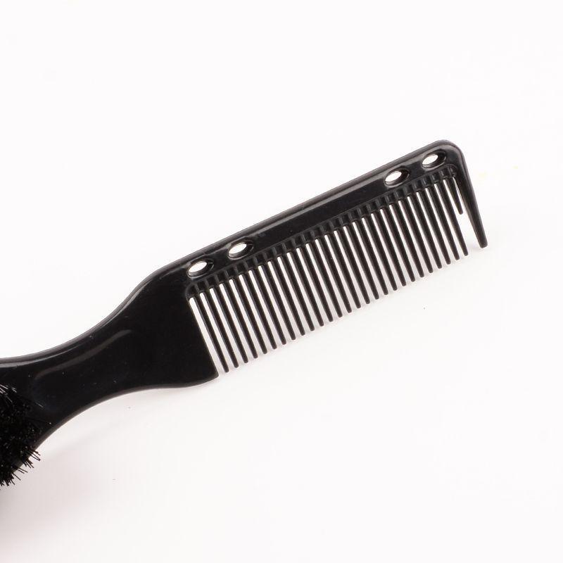 2 in 1 Hair Beard Grooming Brush Soft Nylon Bristles Built-in Comb Black 1Pcs Portable for Men Daily Beard Care Styling