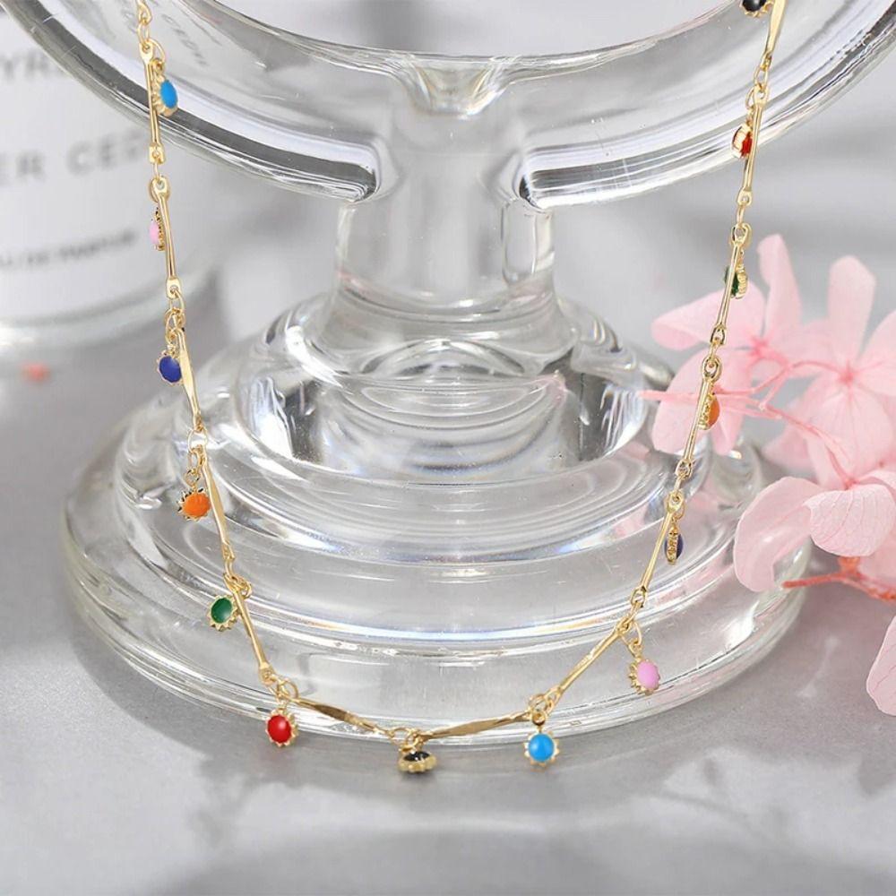 Retro Short Choker Candy Color Clavicular Chain Fashion Jewelry Collar Women