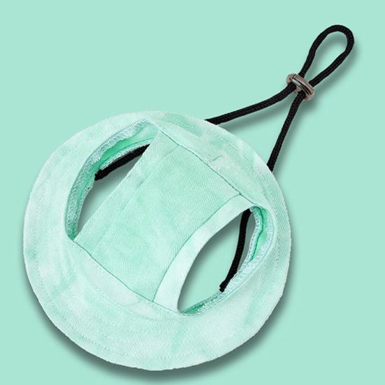 Tie-dye Dog Bucket Hats with Ear Holes Adjustable Round Brim Outdoor Sun Protection Cap for Small Medium Dogs And Cats