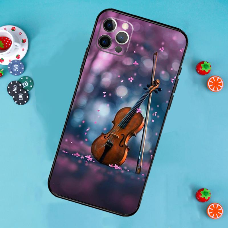 Music Violin Phone Case For iPhone 17 Air 14 16 15 11 12 13 Pro Max 12 13 mini 15 16 Plus 16e Cover Funda