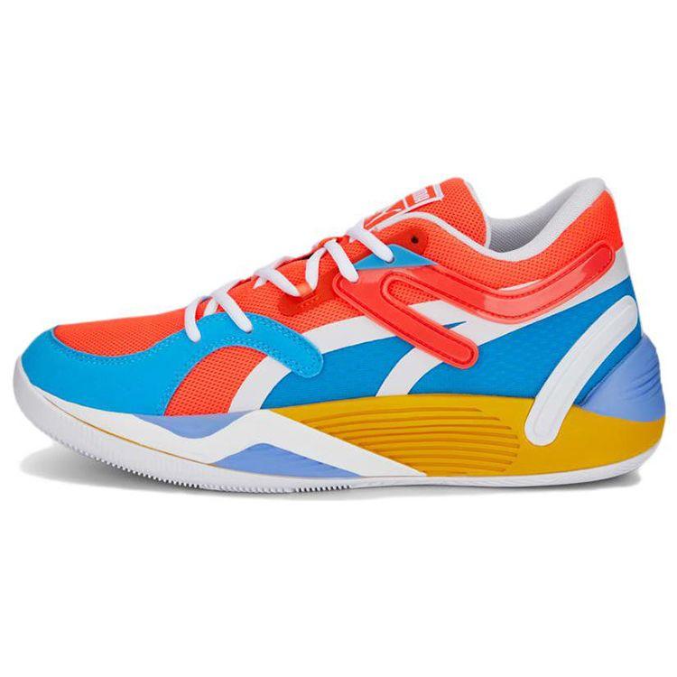 Puma Trc Blaze Court Поп-арт Мужские кроссовки для баскетбола средней высоты Красный Синий Желтый 377397-01