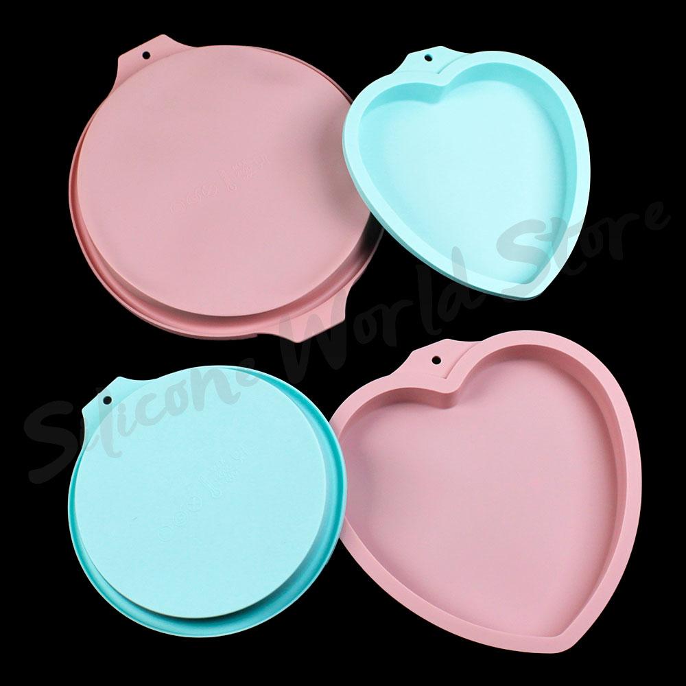 Silicone World 6/8-дюймовые силиконовые формы для тортов DIY Муссовый Радужный Многослойный Форма для торта Круглая Форма Сердца Форма для выпечки Инструменты для выпечки