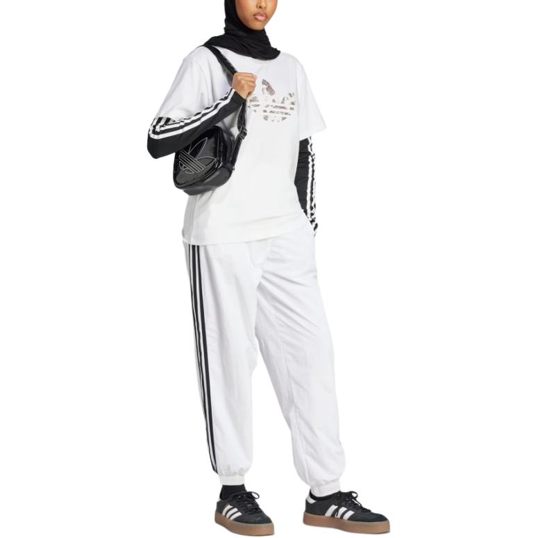 adidas Оригинальная модная удобная мягкая полосатая приятная к коже футболка с коротким рукавом и спущенным плечом женские футболки белая KA2685