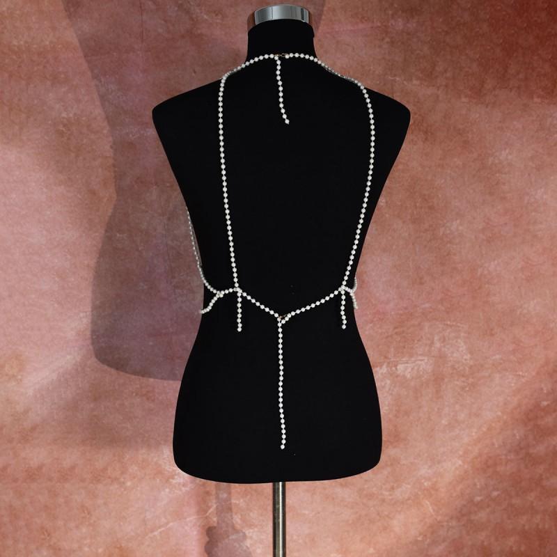 Minimalist Pearl-Style Body Chain Women Beach Party Layered Neck Accessory