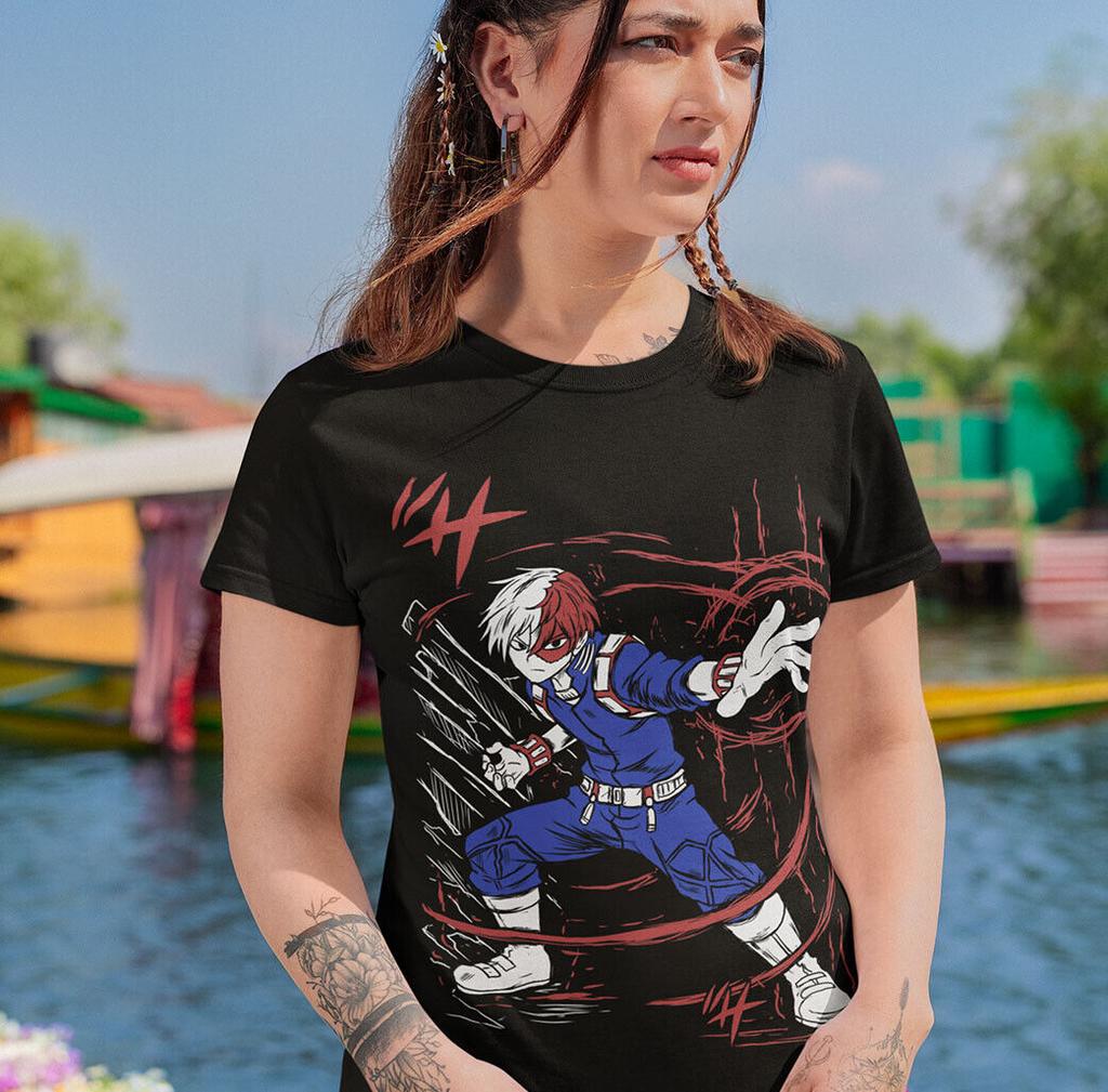 Футболка Тодороки Академия мой герой Все размеры Mha Тойя Даби Аниме Подарок Черная футболка