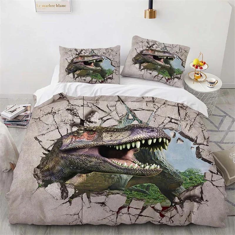 3D Dinosaur Duvet Cover Jurassic Animal Bedding Set Microfiber Comforter Cover King Full For Boys Teens Home Decor Birthday Gift