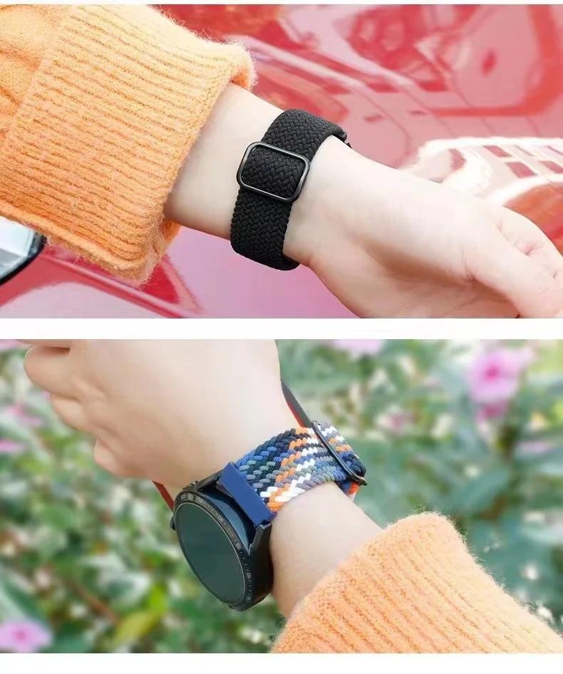 22 мм 20 мм Плетеный нейлоновый ремешок для Huawei Watch 4/3/GT4-3 Samsung Watch 6/5/4/3 Тканевый браслет Наручный ремешок Amazfit GTR 4/GTS4