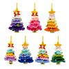 Handmade Knitted Christmas Tree Ornament with Multi-Layered Crochet Design Golden Bells Star Top Pom Pom Decor Holiday Decor