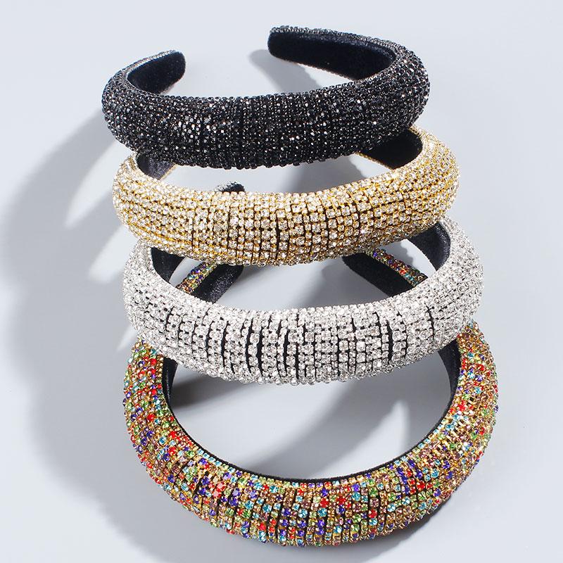 Женская барочная повязка на голову Высококачественная повязка для волос Красочная стразовая повязка для волос Ободок Головной убор Белые резинки для волос Аксессуары