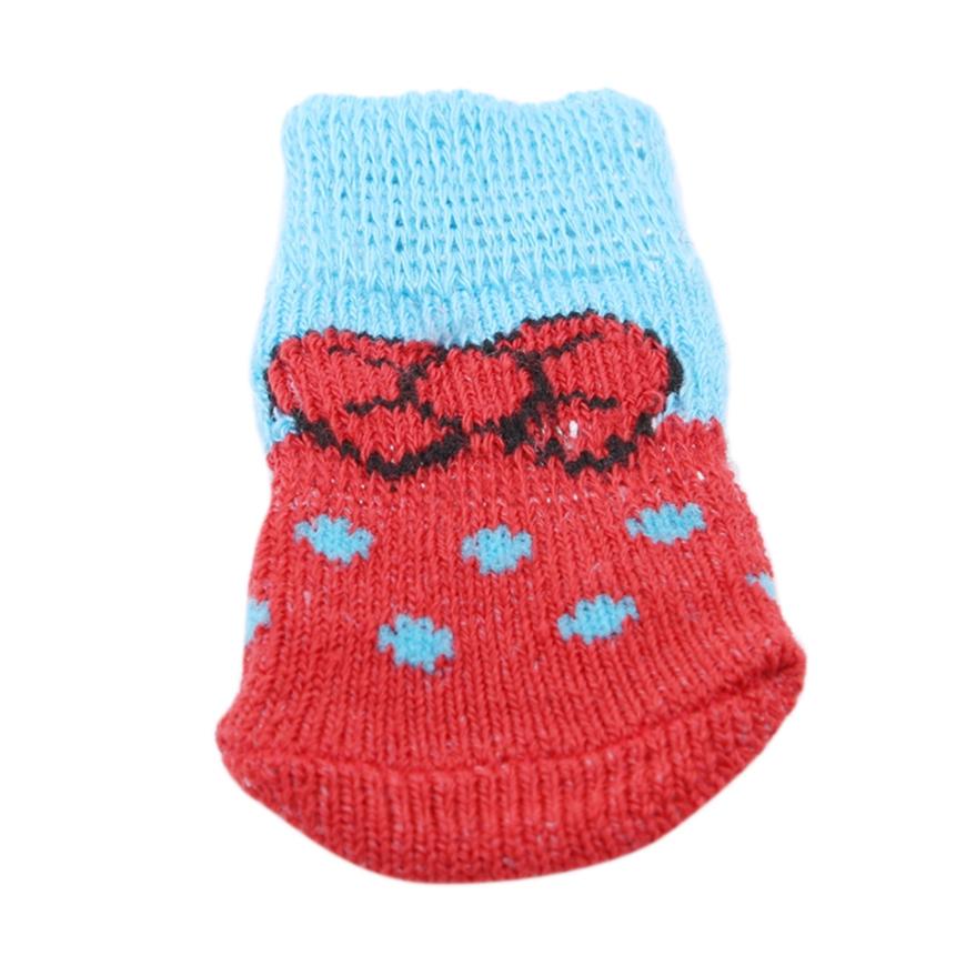 Домашние тапочки с силиконовым принтом кошачьих лап, носки для собак, вязаные носки, защита лап