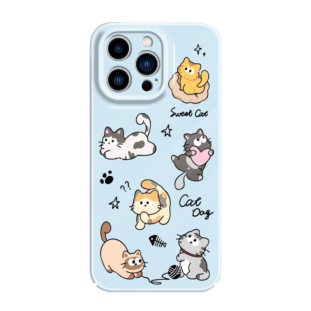 Чехол для телефона "Счастливый кот" для iPhone 13 12 11 7 8 6 6S Plus Pro Max Mini X XS XR SE 2020 2022 Пленка Жесткий чехол