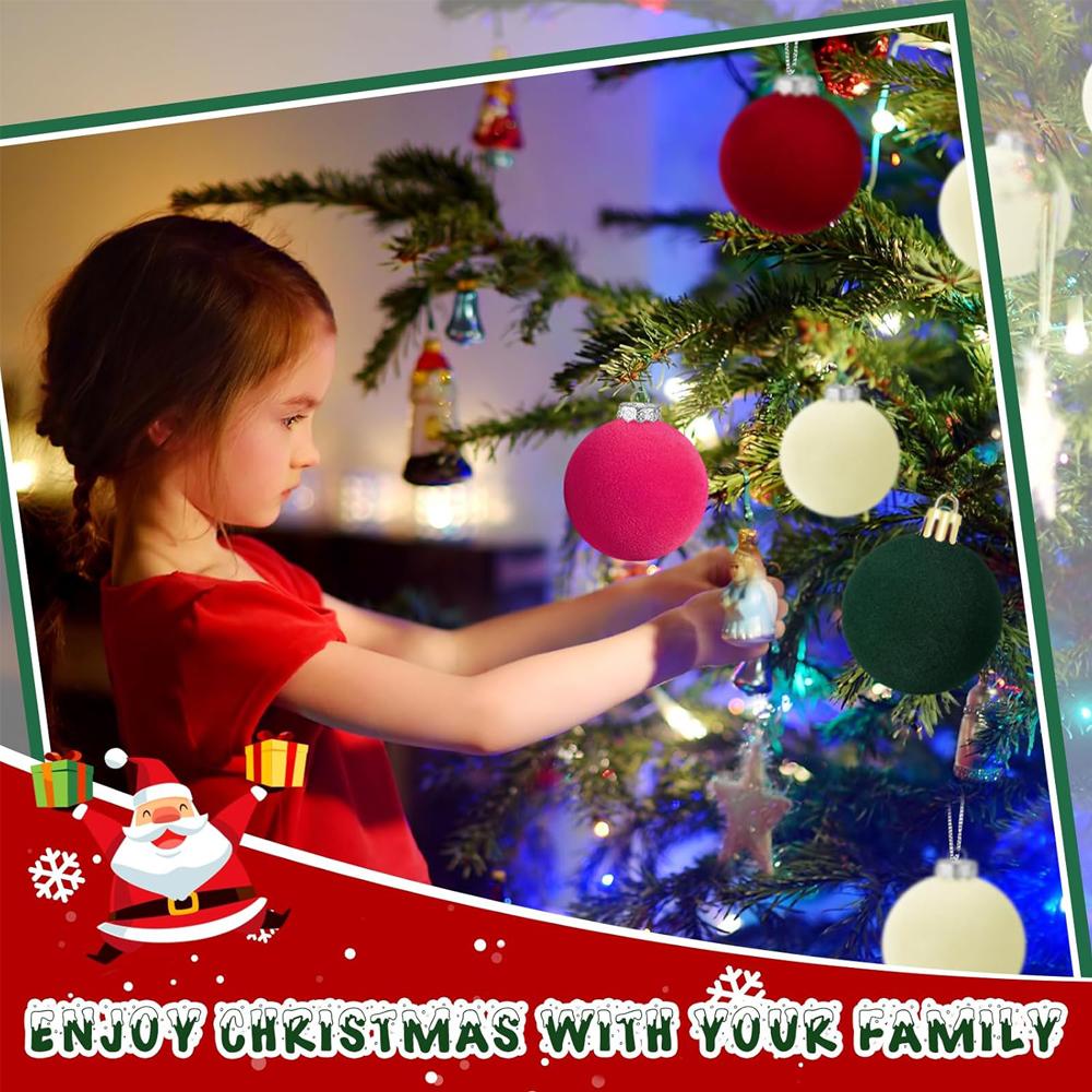 6 шт. 5 см Бархатные елочные украшения Плюшевые флокированные подвесные шары для праздничного декора, Рождественское украшение Рождественская распродажа