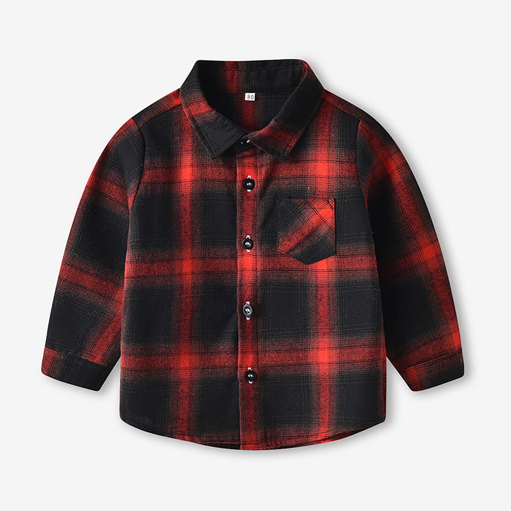 Kids Toddler Flannel Shirt Jacket Plaid Long Sleeve Lapel Button Down Shacket Baby Boys Girls Fall Shirt Coat Outwear