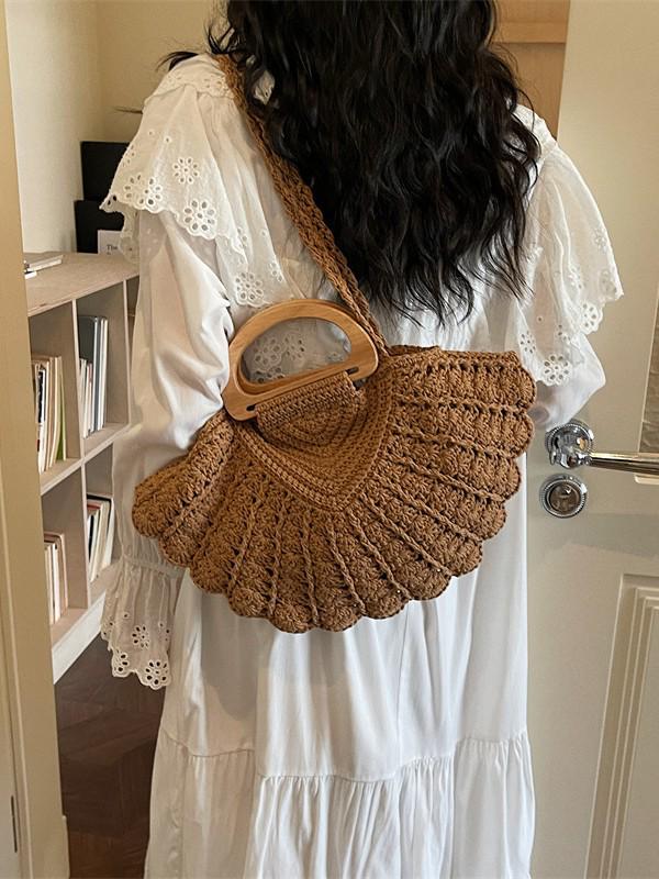 Women's Casual Loose-Fit Hollow Straw Woven Shoulder Handbag, 2026 New Vegetable Basket Design