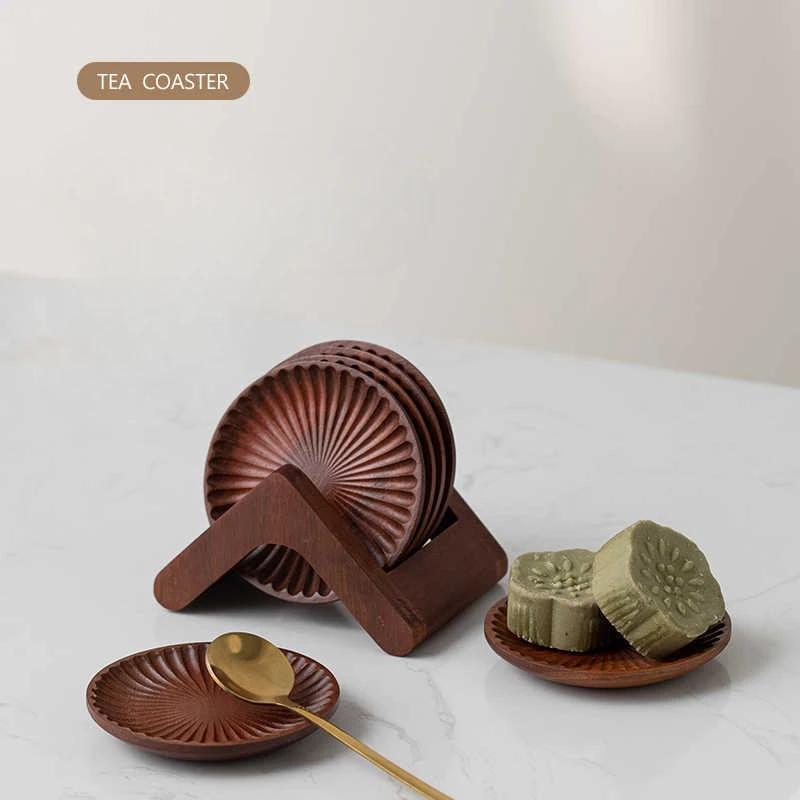 Узорчатые деревянные подставки водонепроницаемые противоскользящие коврики для чашек чая термостойкие многоразовые коврики для кружек кухонные столовые приборы декор