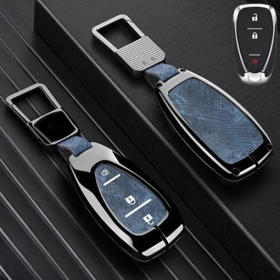 Zinc Alloy Leather Car Key Case Cover For Chevy Camaro Cruze Malibu Volt Bolt EV