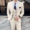 Men Business Two Pieces Suits /Male Slim Fit Beige Groom'S Wedding Dress Tuxedo Jackets Leisure (Blazers +Trousers )6xl 7xl