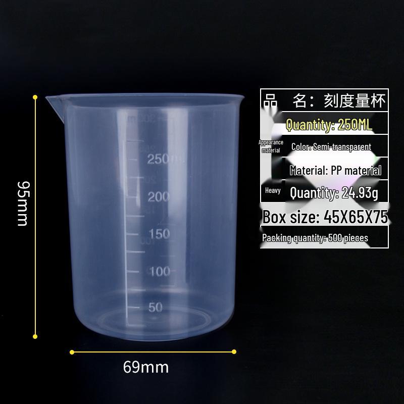 Plastic Beaker Set: 50ml Beaker, 100ml Graduated Cylinder, 500ml Beaker, 1000ml Double-Sided Graduated Cup