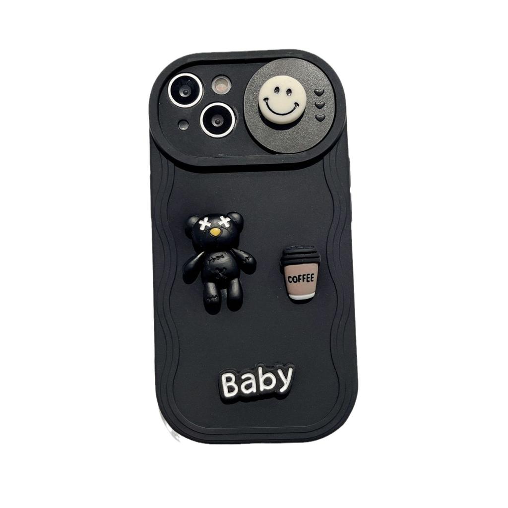 Wavy Push Windows Are Suitable for Apple 15 13 11 Coffee Bear Diy Handmade Soft Shell IPhone 16 Mobile Phone Case