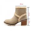 Теплые ботильоны женские из флока Зимние зимние сапоги женские туфли на высоком каблуке bota feminina de inver Обувь botas mujer