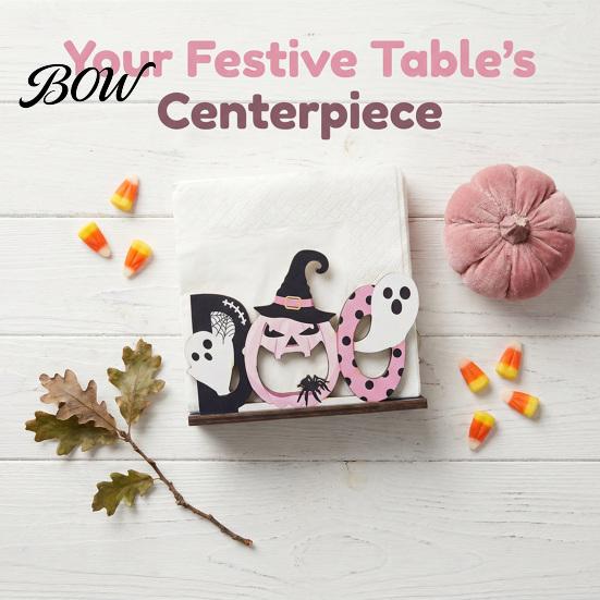 Autumn Themed Table Centerpiece Halloween Wooden Napkin Holder, Ghost Pumpkin Tabletop Decor for Kitchen Dining Room, Functional Holiday Gadget Spooky