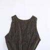 Spring 2025 European & American Style Women's Fashion Deep V-Neck Sleeveless Waist-Hugging Long Dress