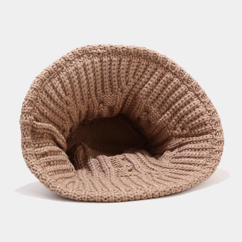 Женская шерстяная вязаная панама в корейском стиле из плотной шерсти – ручная вязка, ветрозащитная, универсальная, круглолицая, в стиле рыбака для зимы.