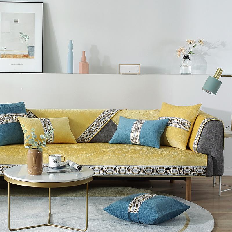 Четыре сезона диванная подушка Полотенце Универсальное кожаное синельное жаккардовое белое чехлы для диванов с вышивкой по краям Современные простые нескользящие