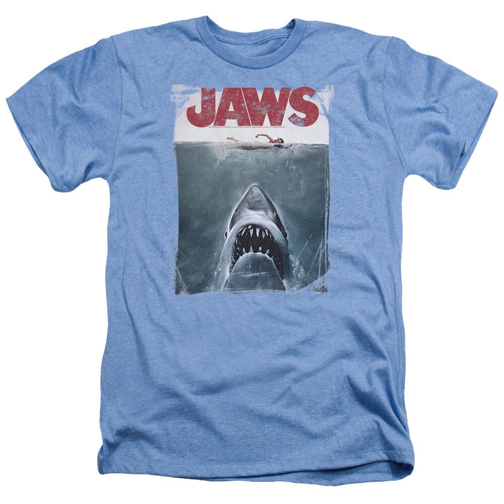 JAWS TITLE Официальная мужская футболка с меланжевым эффектом для взрослых S-3XL Унисекс