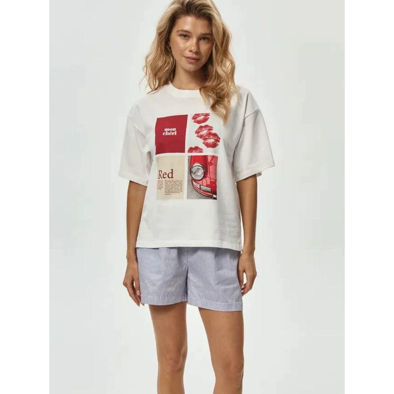 Loose Printed T-shirt European and American New Fashion Loose Print Casual All-matching Round Neck T-shirt Top