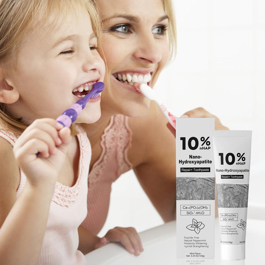 Зубная паста с нано-гидроксиапатитом 10% гидроксиапатита подходит для чувствительных зубов, отбеливающая | без фторида, мятная, для взрослых, для ухода за полостью рта детей