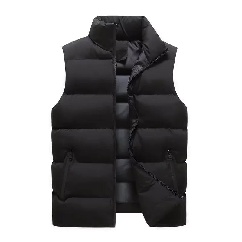 2024 Mens Vest Jacket Warm Sleeveless Jackets Winter Waterproof Zipper Coat Autumn Stand-up Collar Casual Waistcoat