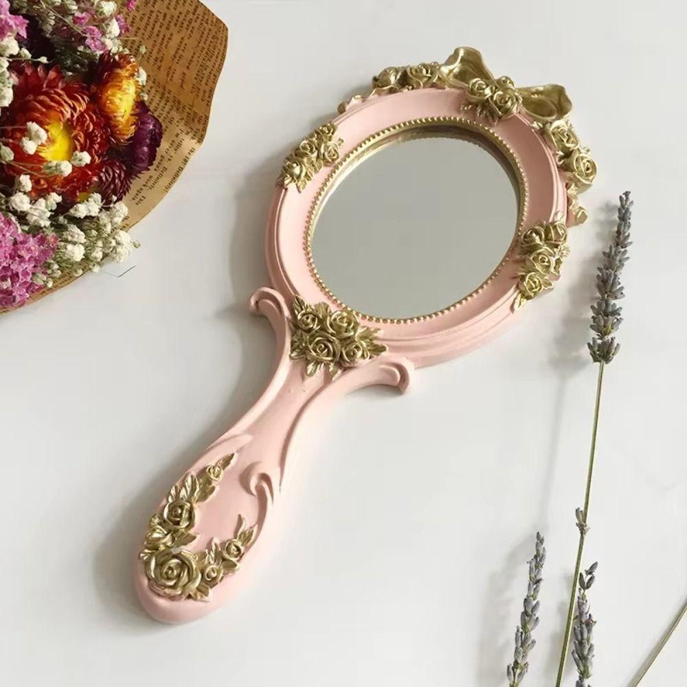 Single-Sided Cosmetic Mirror European Style Vintage Mirror Creative Handheld Mirrors Travel Use