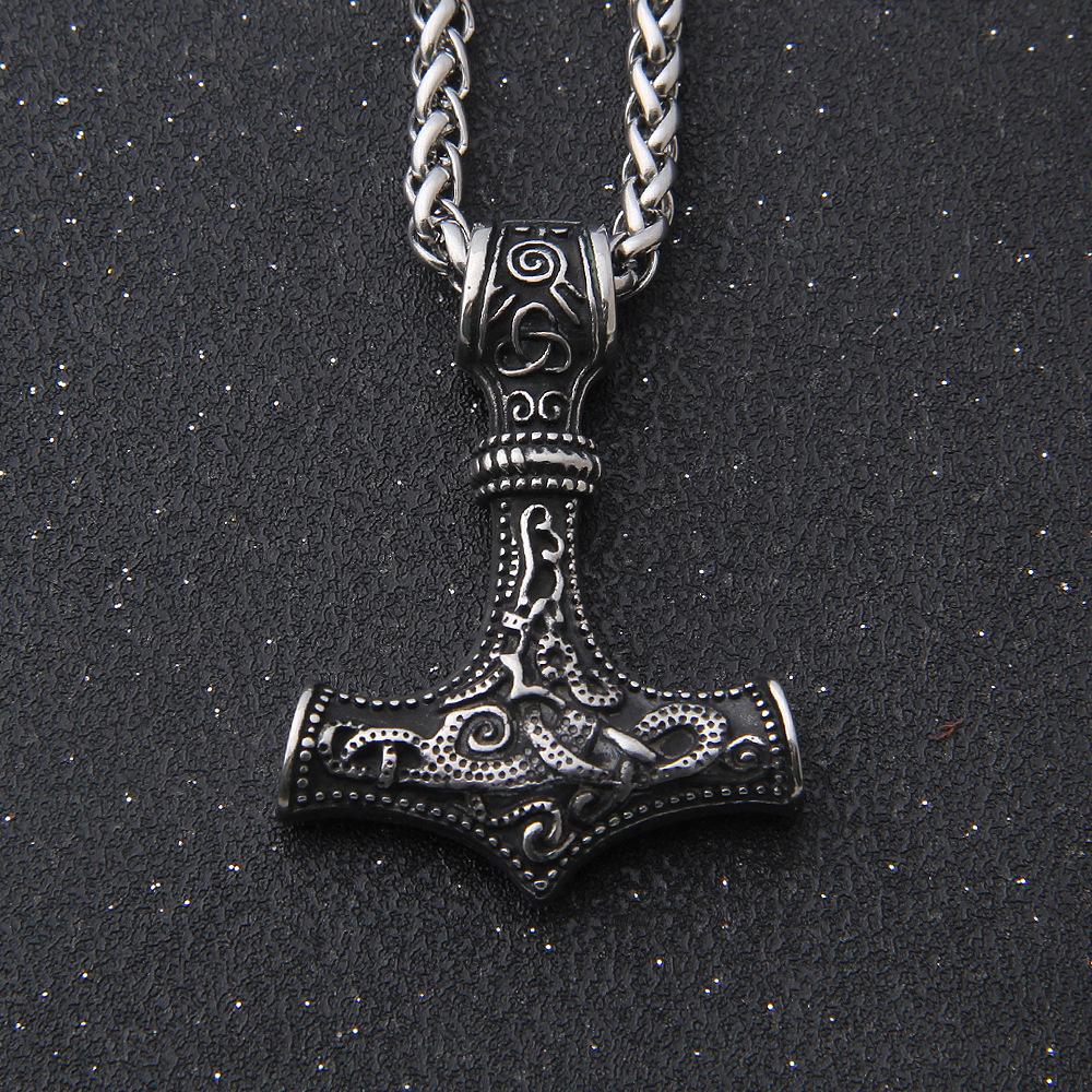 Винтажное ожерелье из нержавеющей стали с молотом Тора, скандинавское ожерелье с подвеской в виде викингов, скандинавский норвежский мужской амулет в стиле хип-хоп, ювелирные изделия в подарок
