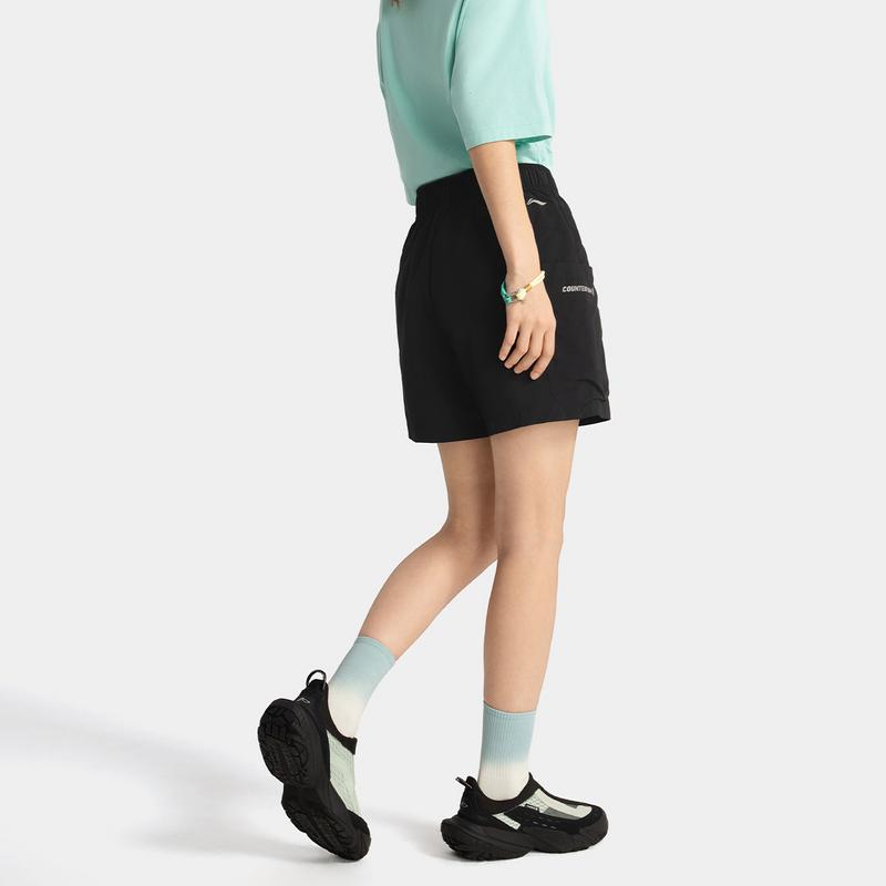 Li Ning CF Водоотталкивающие однотонные многокарманные удобные универсальные шорты-карго женские шорты Черный AKSV230-3