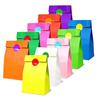 10 Pcs Colorful Solid Stripe and Polka Dot Stand-Up Bags with Stickers - 18x9x6cm Favor Gift Packing Treat Bags for Wedding