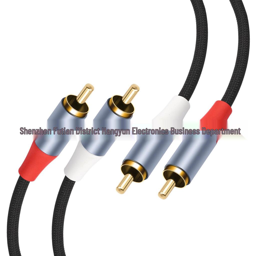Позолоченный аудиокабель 2RCA на 2RCA с металлическим корпусом для усилителей и микшеров - 1м/2м