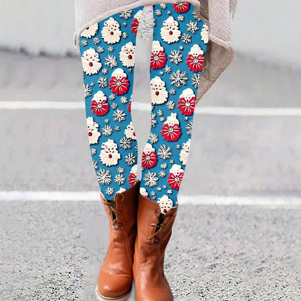 Женские брюки с рождественским принтом, эластичные, мягкие, повседневные, домашние, спальные брюки