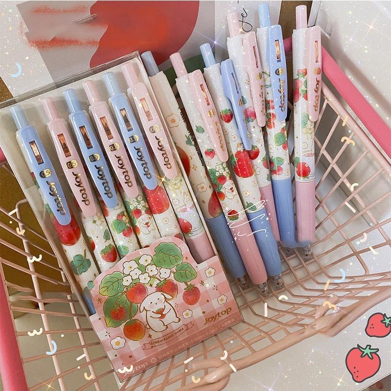 6 шт./упак. 0,5 мм Kawaii персик клубника фрукты гелевая ручка нейтральная ручка офисные школьные письменные принадлежности