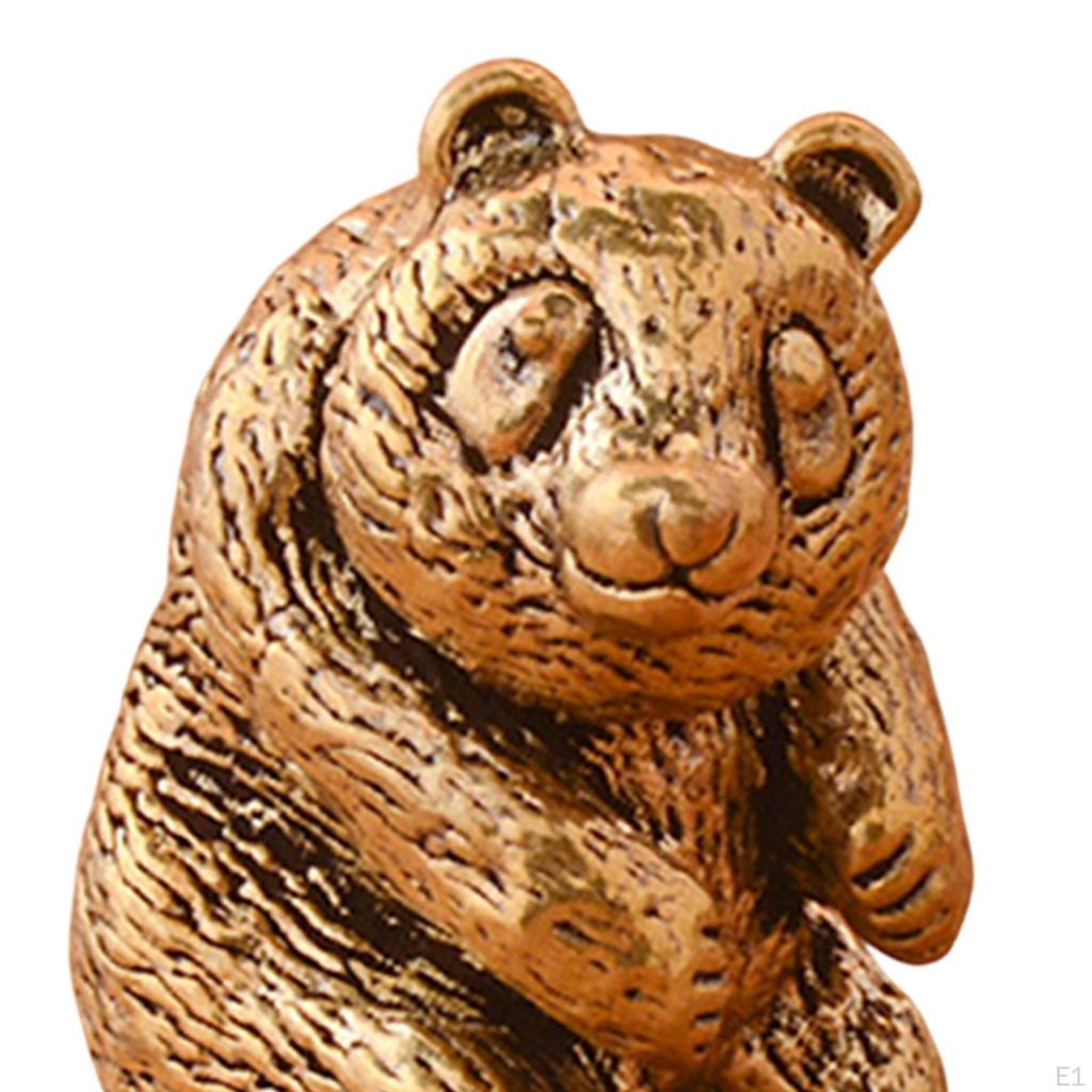 Brass Small Panda Statuette Micro Landscape Pandas Small-size Office Desktop Ornament Tea Pet Toy