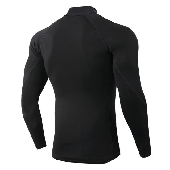 Мужской спортивный топ 3D Slim Fit с высокой эластичностью и воротником-стойкой, быстросохнущий, с длинными рукавами, облегающий, компрессионный, для коррекции фигуры, для бега, баскетбола, спортзала