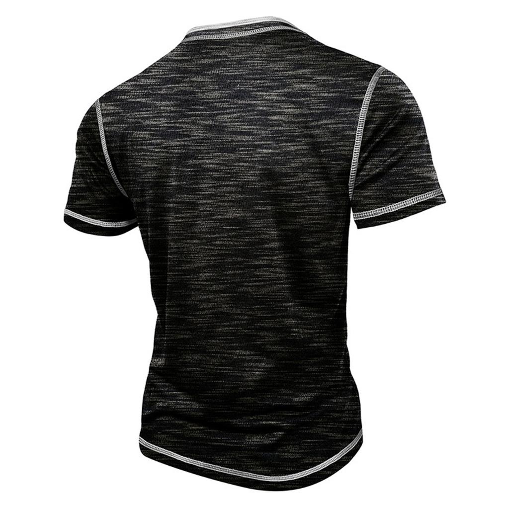 Men's Short Sleeved Lapel Collar T-shirt Casual Round Neck Top