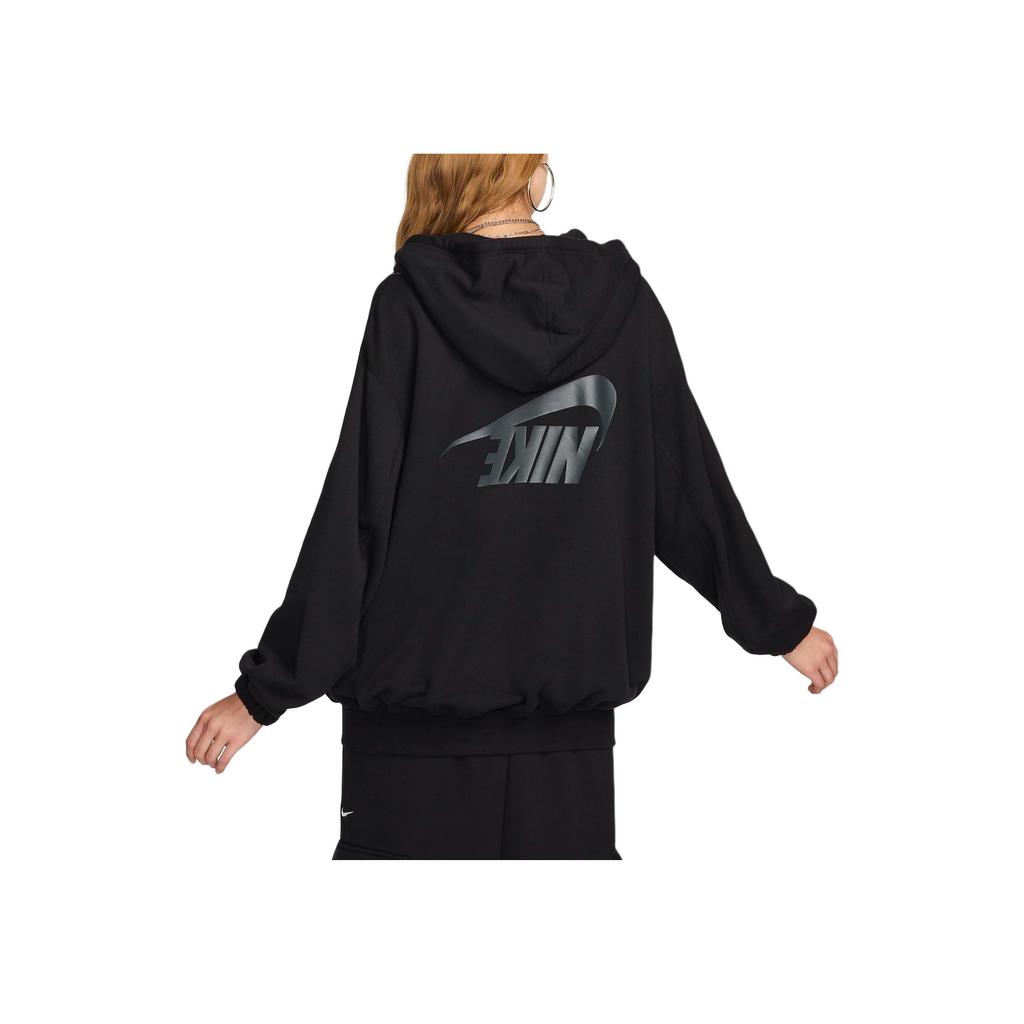 Nike Толстовка с капюшоном и застежкой-молнией, с длинными рукавами и принтом логотипа, женская толстовка серого цвета FV7516-010
