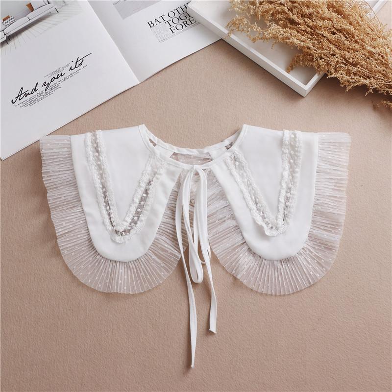 Lace Fake Collar Women Detachable Collars For Women False Collar Embroidery Floral Lolita Lapel Half Shirt Shawl Wrap Decoration