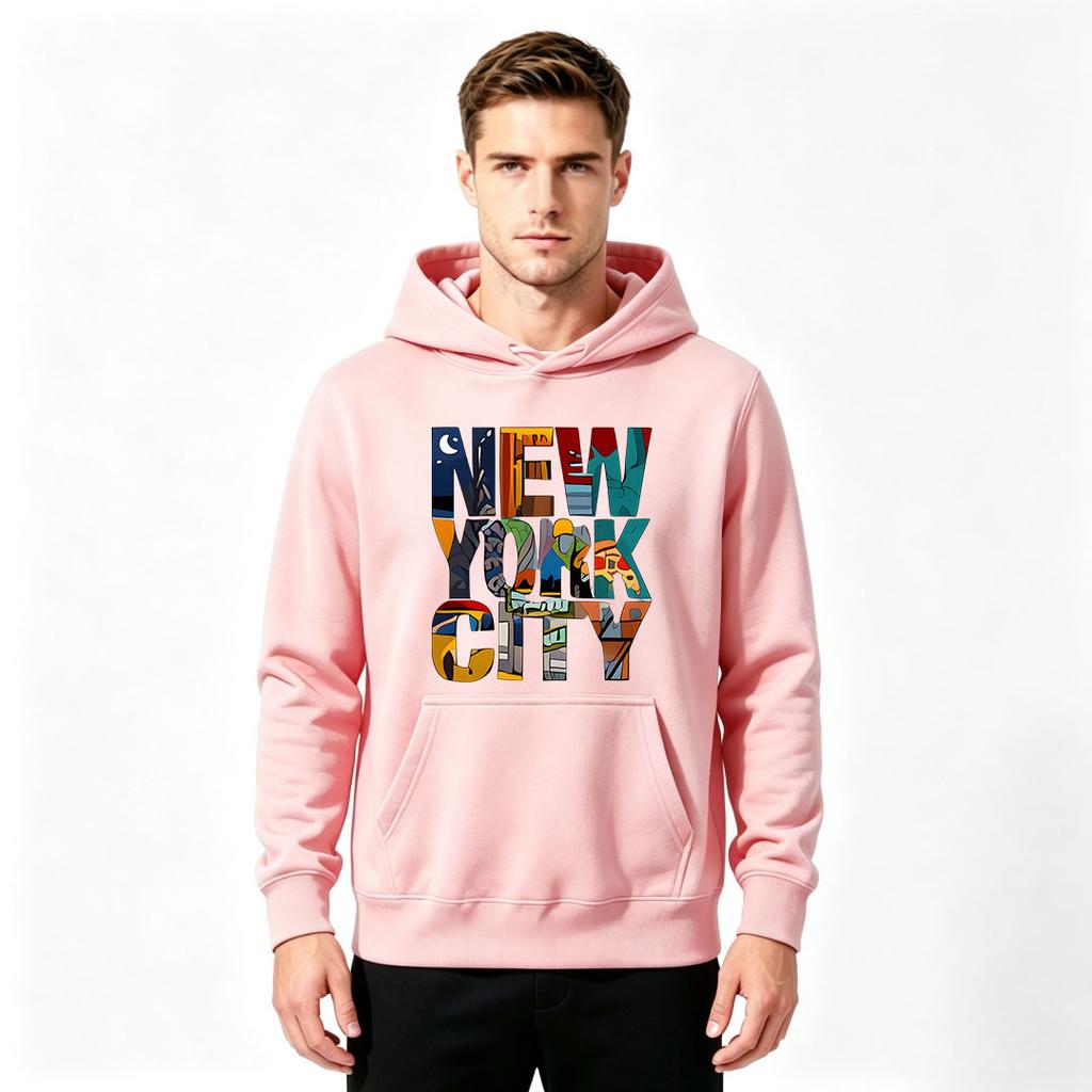 Men's New York City Graphic Print Pullover Hoodie Casual Long Sleeve Sweatshirt
