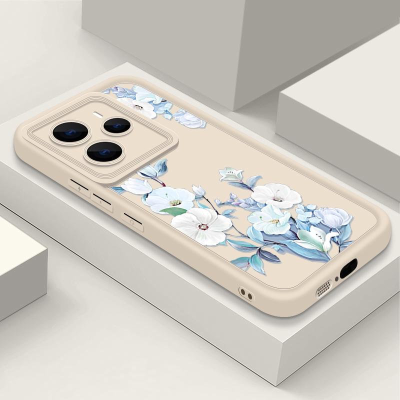 Матовый мягкий чехол с цветочным узором для Xiaomi 14T Pro 13T Redmi Poco X7 F6 Pro X6 Note 14 Pro 13 12 11 TPU защита линз противоударный силиконовый чехол для телефона