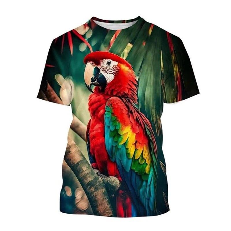 Fashion New Color Parrot Graphic T Shirts For Unisex Summer Trend Casual Tees Harajuku Printed O-neck Short Sleeve Top