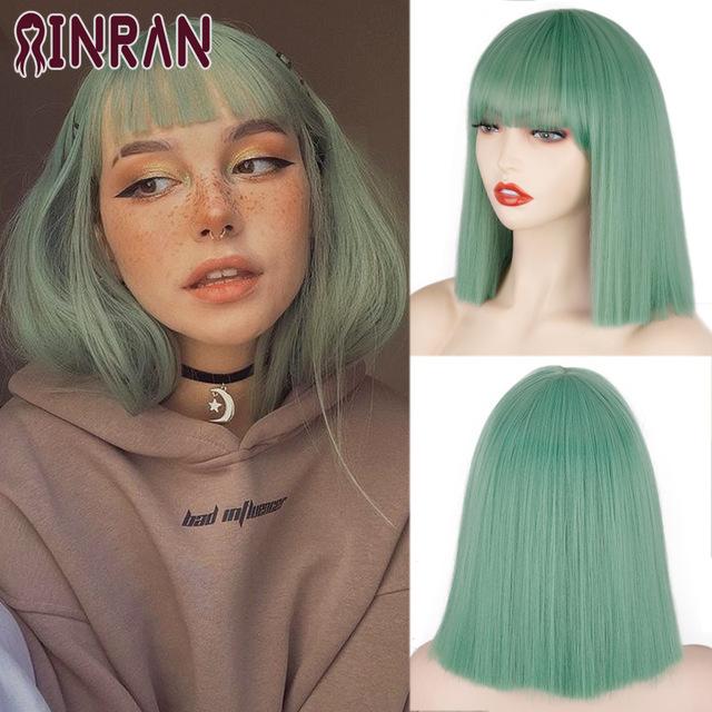 XINRAN Long Straight Wine Red Wig With Bang Synthetic Wigs for Women Heat Resistant Natural Hair for Daily Halloween Cosplay Party